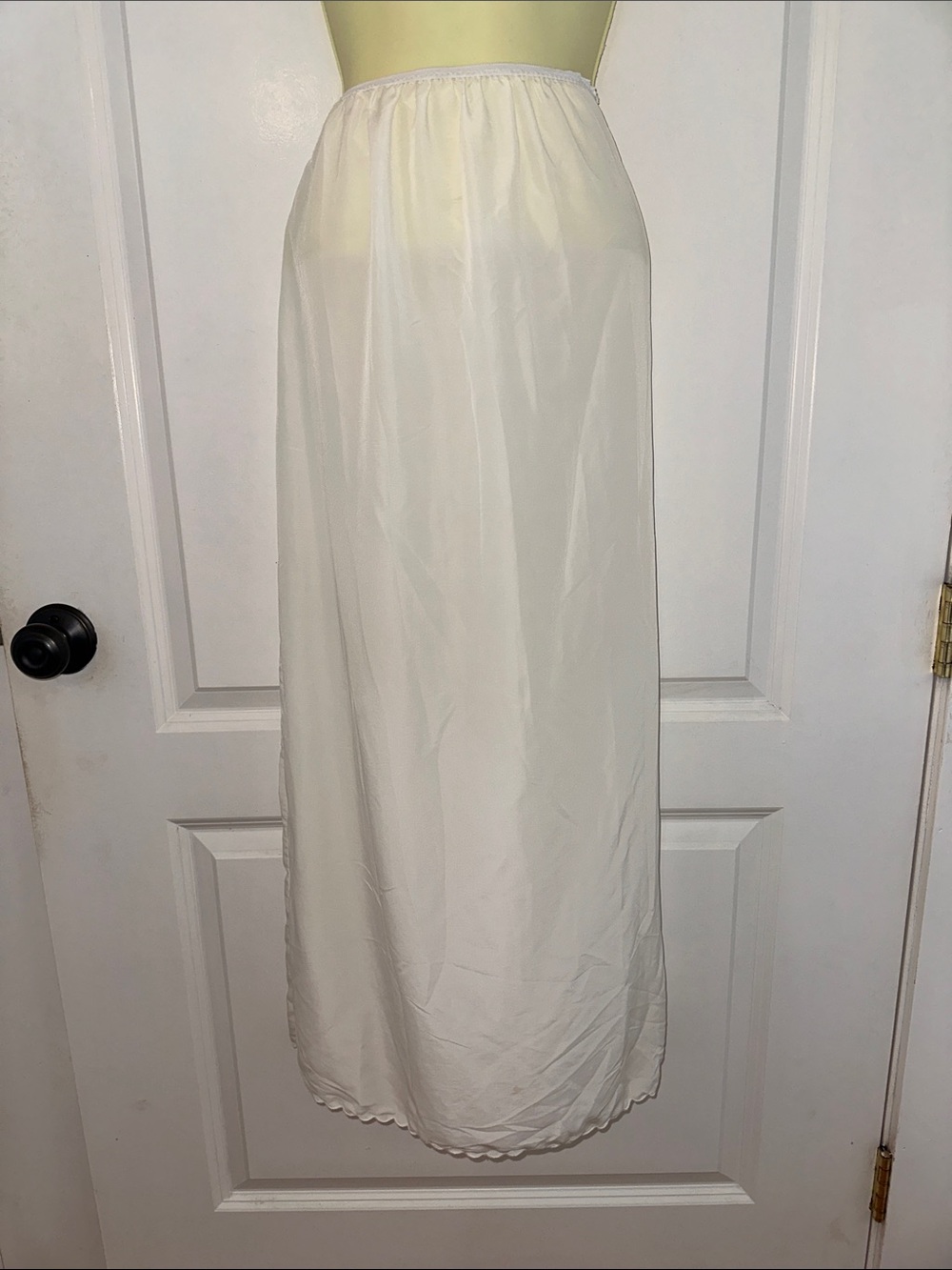 Vintage White Long Maxi Half‎ Slip with Scalloped Hem